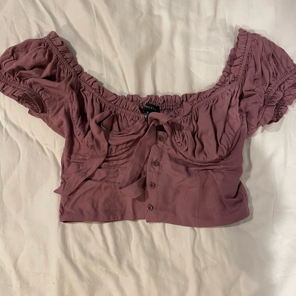 dusty rose kendall & kylie tie front bustier top - Picture 3 of 5